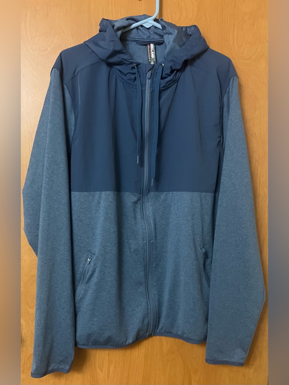 Kirkland Signature Men's Blue Mixed Media Jacket Hooded Full Zip  Size XL